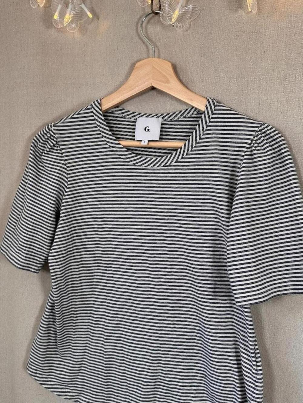 G Label Goop Puff Sleeve Cotton Linen Tee Shirt | Size S